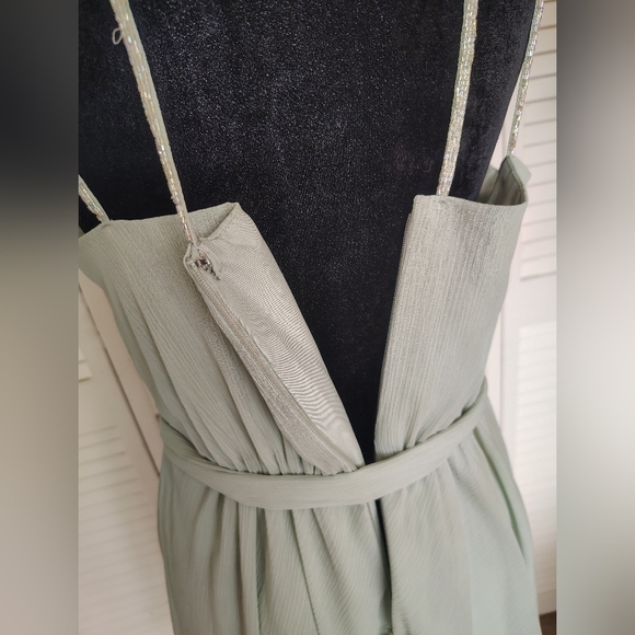 David's Bridal Light Mint Green Pleated Midi Dress Size 10 – Like New - Picture 12 of 13